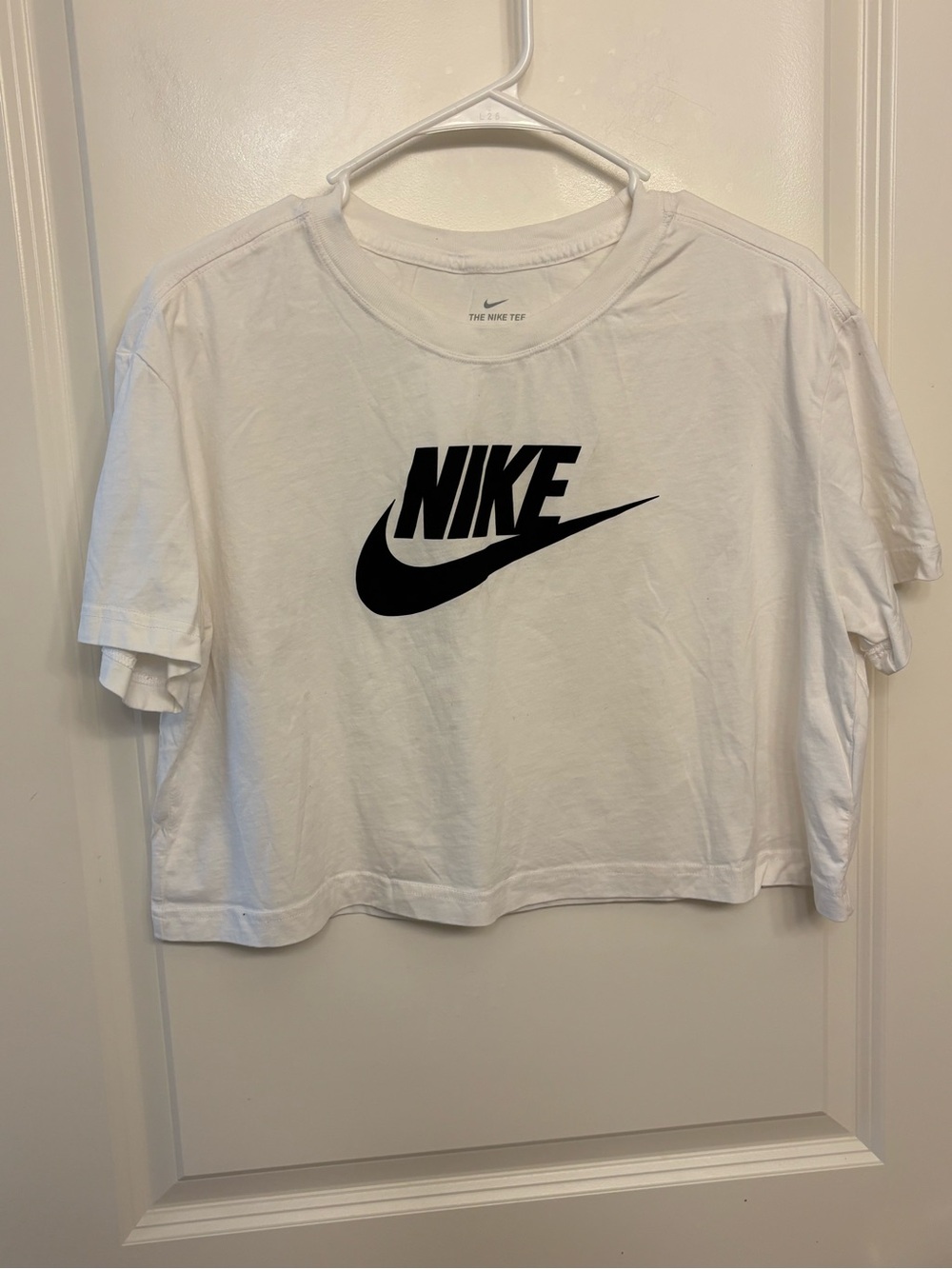 Nike White Crop Top with Black Logo